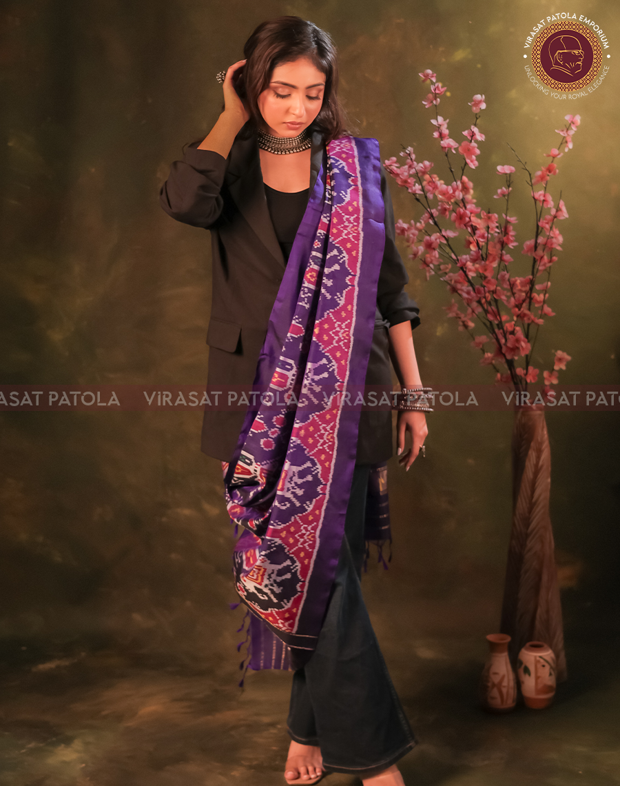 Violet Traditional Design Patola Dupatta