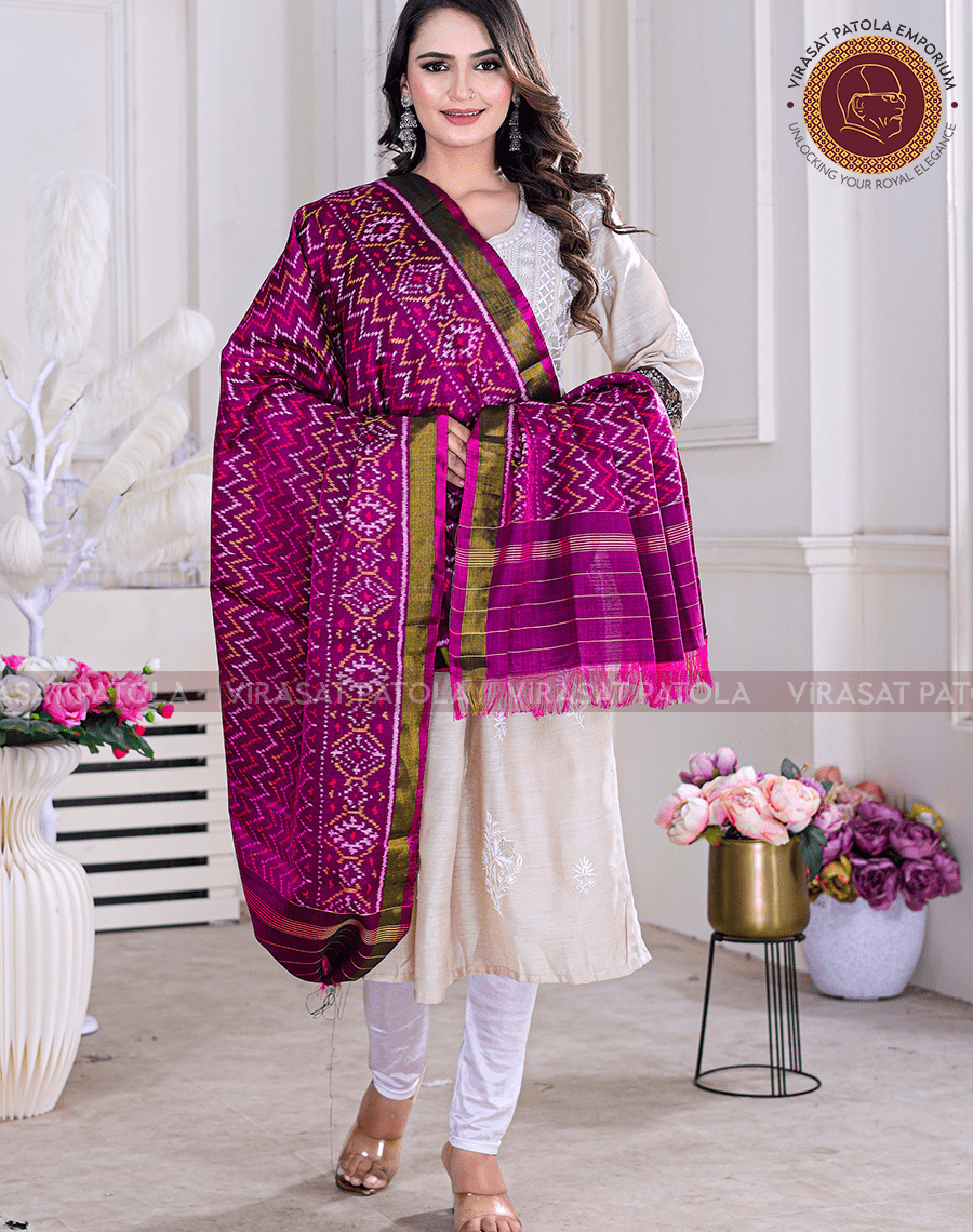 Wine Fency Design Dupatta