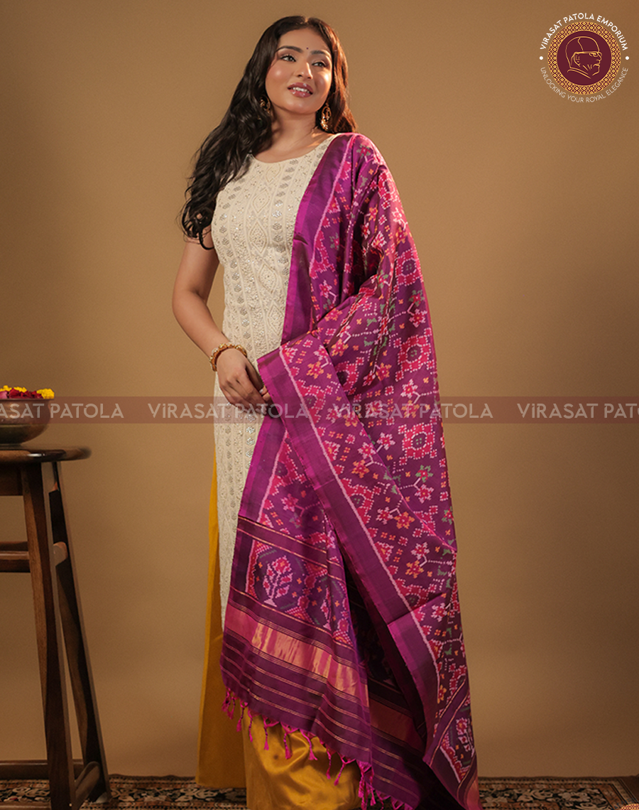 Wine Traditional Patola Dupatta