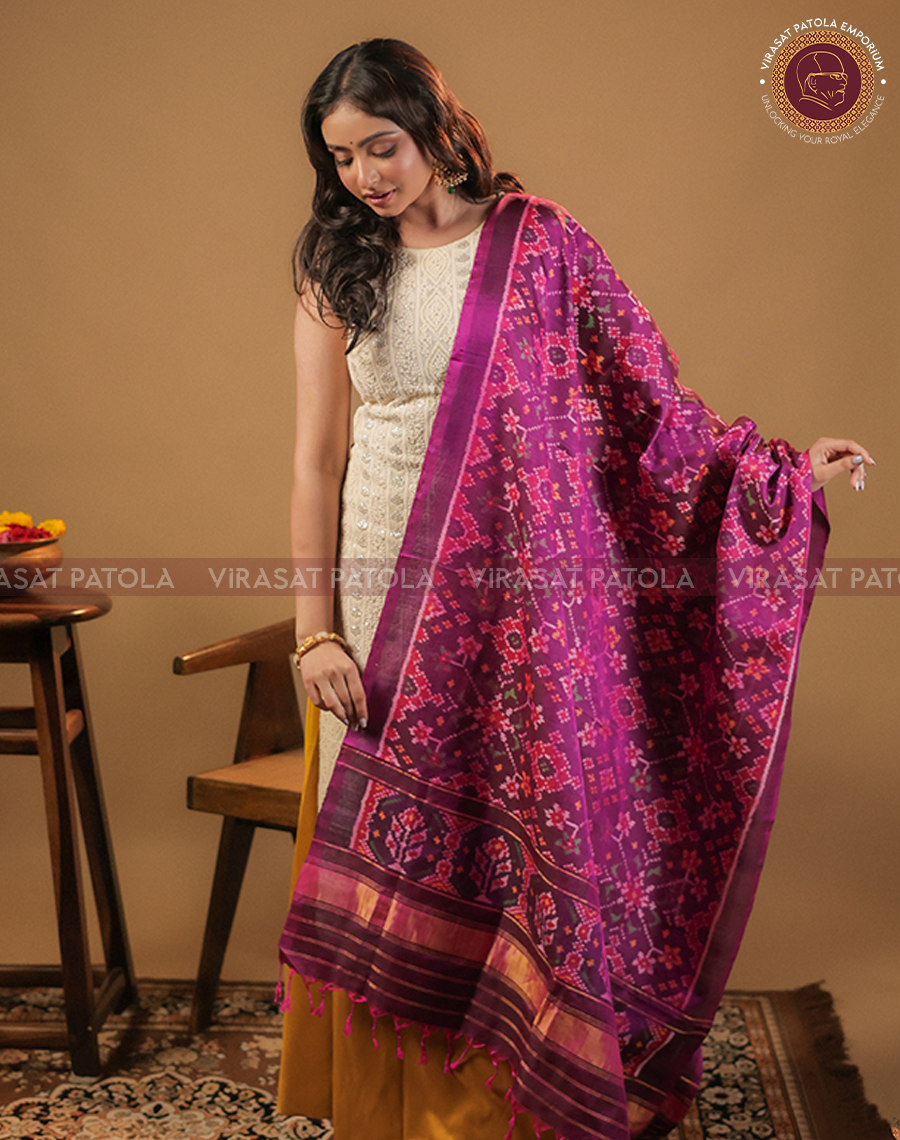 Wine Traditional Patola Dupatta