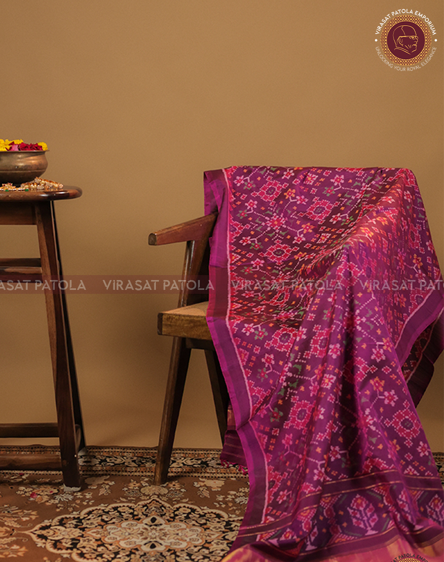 Wine Traditional Patola Dupatta