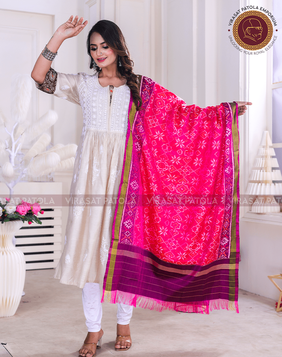 Wine Pink Manekchawk Dupatta